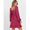 imageANRABESS Womens Dress Long Sleeve Square Neck Tie Waist Ruffle Hem Short Cocktail Wedding Guest Fall Party Club Mini DressesDark Red