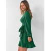 imageANRABESS Womens Dress Long Sleeve Square Neck Tie Waist Ruffle Hem Short Cocktail Wedding Guest Fall Party Club Mini DressesForest Green