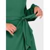imageANRABESS Womens Dress Long Sleeve Square Neck Tie Waist Ruffle Hem Short Cocktail Wedding Guest Fall Party Club Mini DressesForest Green