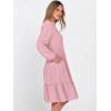 imageANRABESS Womens Fall Midi Dresses Long Sleeve V Neck Swing Tiered Work Business Casual 2025 Flowy Beach Vacation DressBright Pink
