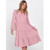 imageANRABESS Womens Fall Midi Dresses Long Sleeve V Neck Swing Tiered Work Business Casual 2025 Flowy Beach Vacation DressBright Pink