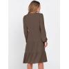 imageANRABESS Womens Fall Midi Dresses Long Sleeve V Neck Swing Tiered Work Business Casual 2025 Flowy Beach Vacation DressBrown