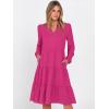 imageANRABESS Womens Fall Midi Dresses Long Sleeve V Neck Swing Tiered Work Business Casual 2025 Flowy Beach Vacation DressHot Pink