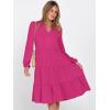imageANRABESS Womens Fall Midi Dresses Long Sleeve V Neck Swing Tiered Work Business Casual 2025 Flowy Beach Vacation DressHot Pink