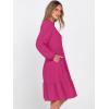 imageANRABESS Womens Fall Midi Dresses Long Sleeve V Neck Swing Tiered Work Business Casual 2025 Flowy Beach Vacation DressHot Pink