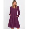 imageANRABESS Womens Fall Midi Dresses Long Sleeve V Neck Swing Tiered Work Business Casual 2025 Flowy Beach Vacation DressPurple Red