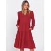 imageANRABESS Womens Fall Midi Dresses Long Sleeve V Neck Swing Tiered Work Business Casual 2025 Flowy Beach Vacation DressRed
