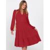 imageANRABESS Womens Fall Midi Dresses Long Sleeve V Neck Swing Tiered Work Business Casual 2025 Flowy Beach Vacation DressRed