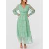 imageANRABESS Womens Floral Long Sleeve Maxi Dress V Neck Chiffon Flowy Boho ALine 2025 Fall Wedding Guest Party Wrap DressesWhite Dot Green
