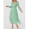 imageANRABESS Womens Floral Long Sleeve Maxi Dress V Neck Chiffon Flowy Boho ALine 2025 Fall Wedding Guest Party Wrap DressesWhite Dot Green