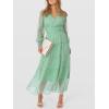 imageANRABESS Womens Floral Long Sleeve Maxi Dress V Neck Chiffon Flowy Boho ALine 2025 Fall Wedding Guest Party Wrap DressesWhite Dot Green