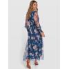 imageANRABESS Womens Floral Maxi Dress 2025 Fall V Neck Puff Long Sleeve Flowy Casual Wedding Guest Tee Party Tulle DressesBlue Golden Flower