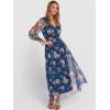 imageANRABESS Womens Floral Maxi Dress 2025 Fall V Neck Puff Long Sleeve Flowy Casual Wedding Guest Tee Party Tulle DressesBlue Golden Flower
