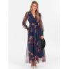 imageANRABESS Womens Floral Maxi Dress 2025 Fall V Neck Puff Long Sleeve Flowy Casual Wedding Guest Tee Party Tulle DressesBrown Floral Dark Blue