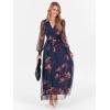 imageANRABESS Womens Floral Maxi Dress 2025 Fall V Neck Puff Long Sleeve Flowy Casual Wedding Guest Tee Party Tulle DressesBrown Floral Dark Blue