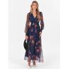 imageANRABESS Womens Floral Maxi Dress 2025 Fall V Neck Puff Long Sleeve Flowy Casual Wedding Guest Tee Party Tulle DressesBrown Floral Dark Blue