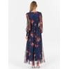 imageANRABESS Womens Floral Maxi Dress 2025 Fall V Neck Puff Long Sleeve Flowy Casual Wedding Guest Tee Party Tulle DressesBrown Floral Dark Blue
