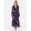 imageANRABESS Womens Floral Maxi Dress 2025 Fall V Neck Puff Long Sleeve Flowy Casual Wedding Guest Tee Party Tulle DressesBrown Floral Dark Blue