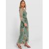 imageANRABESS Womens Floral Maxi Dress 2025 Fall V Neck Puff Long Sleeve Flowy Casual Wedding Guest Tee Party Tulle DressesDusty Olive Floral