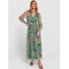 imageANRABESS Womens Floral Maxi Dress 2025 Fall V Neck Puff Long Sleeve Flowy Casual Wedding Guest Tee Party Tulle DressesDusty Olive Floral