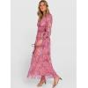 imageANRABESS Womens Floral Maxi Dress 2025 Fall V Neck Puff Long Sleeve Flowy Casual Wedding Guest Tee Party Tulle DressesDusty Orchid Floral