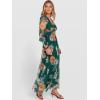 imageANRABESS Womens Floral Maxi Dress 2025 Fall V Neck Puff Long Sleeve Flowy Casual Wedding Guest Tee Party Tulle DressesEmerald Green Floral