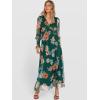 imageANRABESS Womens Floral Maxi Dress 2025 Fall V Neck Puff Long Sleeve Flowy Casual Wedding Guest Tee Party Tulle DressesEmerald Green Floral