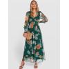imageANRABESS Womens Floral Maxi Dress 2025 Fall V Neck Puff Long Sleeve Flowy Casual Wedding Guest Tee Party Tulle DressesEmerald Green Floral