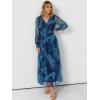 imageANRABESS Womens Floral Maxi Dress 2025 Fall V Neck Puff Long Sleeve Flowy Casual Wedding Guest Tee Party Tulle DressesFloral Green