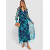 imageANRABESS Womens Floral Maxi Dress 2025 Fall V Neck Puff Long Sleeve Flowy Casual Wedding Guest Tee Party Tulle DressesFloral Lake Blue