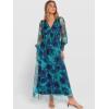 imageANRABESS Womens Floral Maxi Dress 2025 Fall V Neck Puff Long Sleeve Flowy Casual Wedding Guest Tee Party Tulle DressesFloral Lake Blue