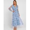 imageANRABESS Womens Floral Maxi Dress 2025 Fall V Neck Puff Long Sleeve Flowy Casual Wedding Guest Tee Party Tulle DressesLight Blue Floral