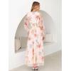 imageANRABESS Womens Floral Maxi Dress 2025 Fall V Neck Puff Long Sleeve Flowy Casual Wedding Guest Tee Party Tulle DressesMulticolored Rose Apricot