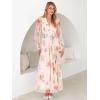 imageANRABESS Womens Floral Maxi Dress 2025 Fall V Neck Puff Long Sleeve Flowy Casual Wedding Guest Tee Party Tulle DressesMulticolored Rose Apricot