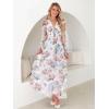 imageANRABESS Womens Floral Maxi Dress 2025 Fall V Neck Puff Long Sleeve Flowy Casual Wedding Guest Tee Party Tulle DressesPink Peony White