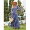 imageANRABESS Womens Floral Maxi Dress 2025 Fall V Neck Puff Long Sleeve Flowy Casual Wedding Guest Tee Party Tulle DressesPurple Floral Blue
