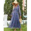 imageANRABESS Womens Floral Maxi Dress 2025 Fall V Neck Puff Long Sleeve Flowy Casual Wedding Guest Tee Party Tulle DressesPurple Floral Blue