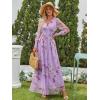 imageANRABESS Womens Floral Maxi Dress 2025 Fall V Neck Puff Long Sleeve Flowy Casual Wedding Guest Tee Party Tulle DressesPurple Rose