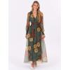 imageANRABESS Womens Floral Maxi Dress 2025 Fall V Neck Puff Long Sleeve Flowy Casual Wedding Guest Tee Party Tulle DressesRed and Yellow Rose