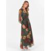 imageANRABESS Womens Floral Maxi Dress 2025 Fall V Neck Puff Long Sleeve Flowy Casual Wedding Guest Tee Party Tulle DressesRed and Yellow Rose
