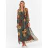 imageANRABESS Womens Floral Maxi Dress 2025 Fall V Neck Puff Long Sleeve Flowy Casual Wedding Guest Tee Party Tulle DressesRed and Yellow Rose