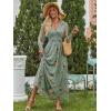imageANRABESS Womens Floral Maxi Dress 2025 Fall V Neck Puff Long Sleeve Flowy Casual Wedding Guest Tee Party Tulle DressesYellow Floral Green