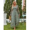 imageANRABESS Womens Floral Maxi Dress 2025 Fall V Neck Puff Long Sleeve Flowy Casual Wedding Guest Tee Party Tulle DressesYellow Floral Green