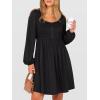 imageANRABESS Womens Long Lantern Sleeve Dresses 2025 Fall Casual Smocked ALine High Waist Flowy Short Dress with Pockets TrendyBlack