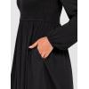 imageANRABESS Womens Long Lantern Sleeve Dresses 2025 Fall Casual Smocked ALine High Waist Flowy Short Dress with Pockets TrendyBlack
