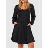 imageANRABESS Womens Long Lantern Sleeve Dresses 2025 Fall Casual Smocked ALine High Waist Flowy Short Dress with Pockets TrendyBlack