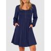 imageANRABESS Womens Long Lantern Sleeve Dresses 2025 Fall Casual Smocked ALine High Waist Flowy Short Dress with Pockets TrendyBlack Blue