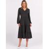 imageANRABESS Womens Long Lantern Sleeve Floral Midi Dresses 2025 Fall V Neck Casual Flowy Aline Tiered Boho Vacation Long DressBlack