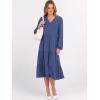 imageANRABESS Womens Long Lantern Sleeve Floral Midi Dresses 2025 Fall V Neck Casual Flowy Aline Tiered Boho Vacation Long DressBlue