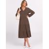 imageANRABESS Womens Long Lantern Sleeve Floral Midi Dresses 2025 Fall V Neck Casual Flowy Aline Tiered Boho Vacation Long DressCoffee